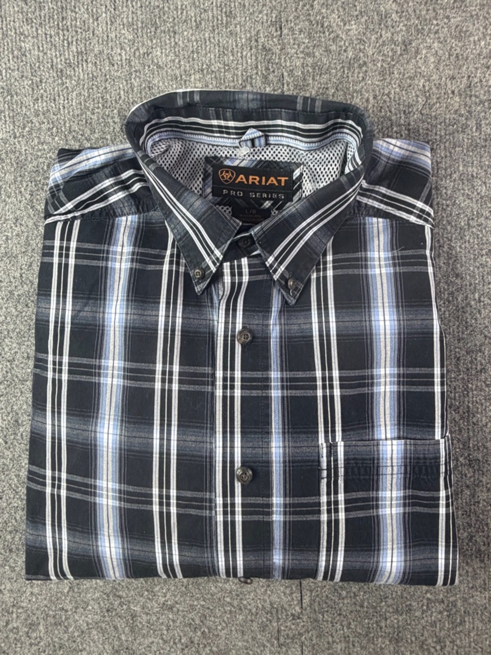 Ariat Pro Series Mens Long Sleeve Shirt Plaid Button Down Ventilated Size L